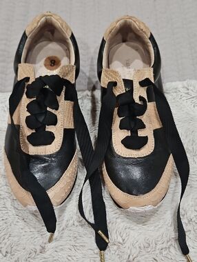kate spade Black and Beige Leather Sneakers